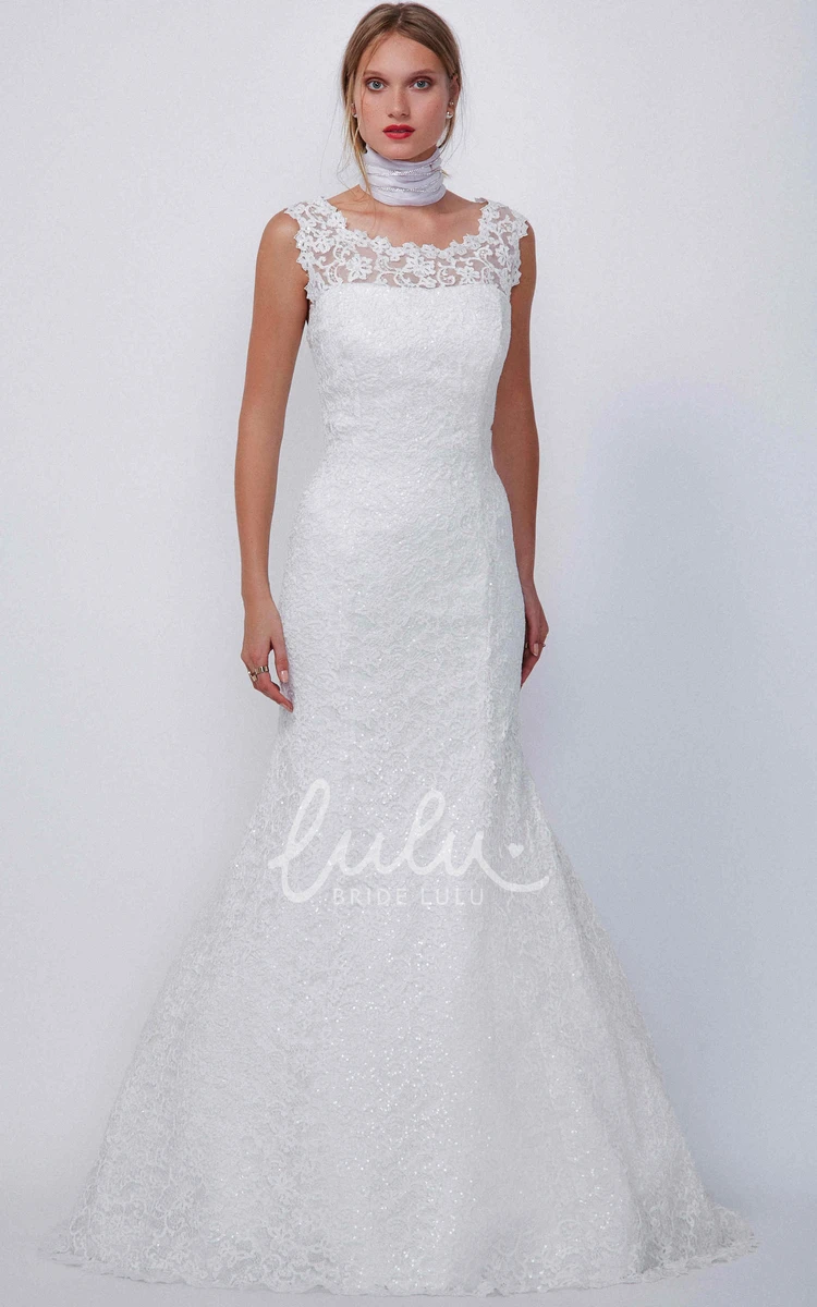 Lace Sleeveless Trumpet Square-Neck Bridesmaid Dress