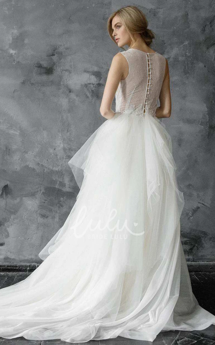 Embroidered Tulle Wedding Dress with Beads & Lace