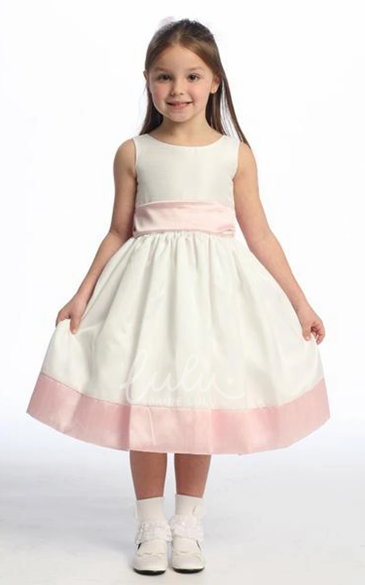 Floral Tea-Length Flower Girl Dress Unique Design