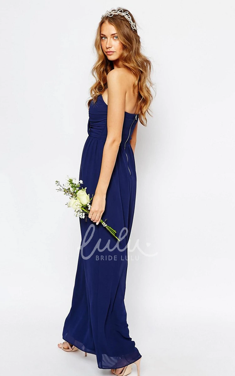 Sweetheart Ruched Chiffon Bridesmaid Dress Ankle-Length