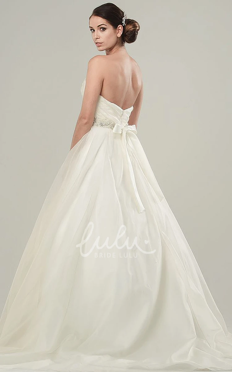 Sweetheart A-Line Tulle & Satin Wedding Dress with Jeweled Bodice