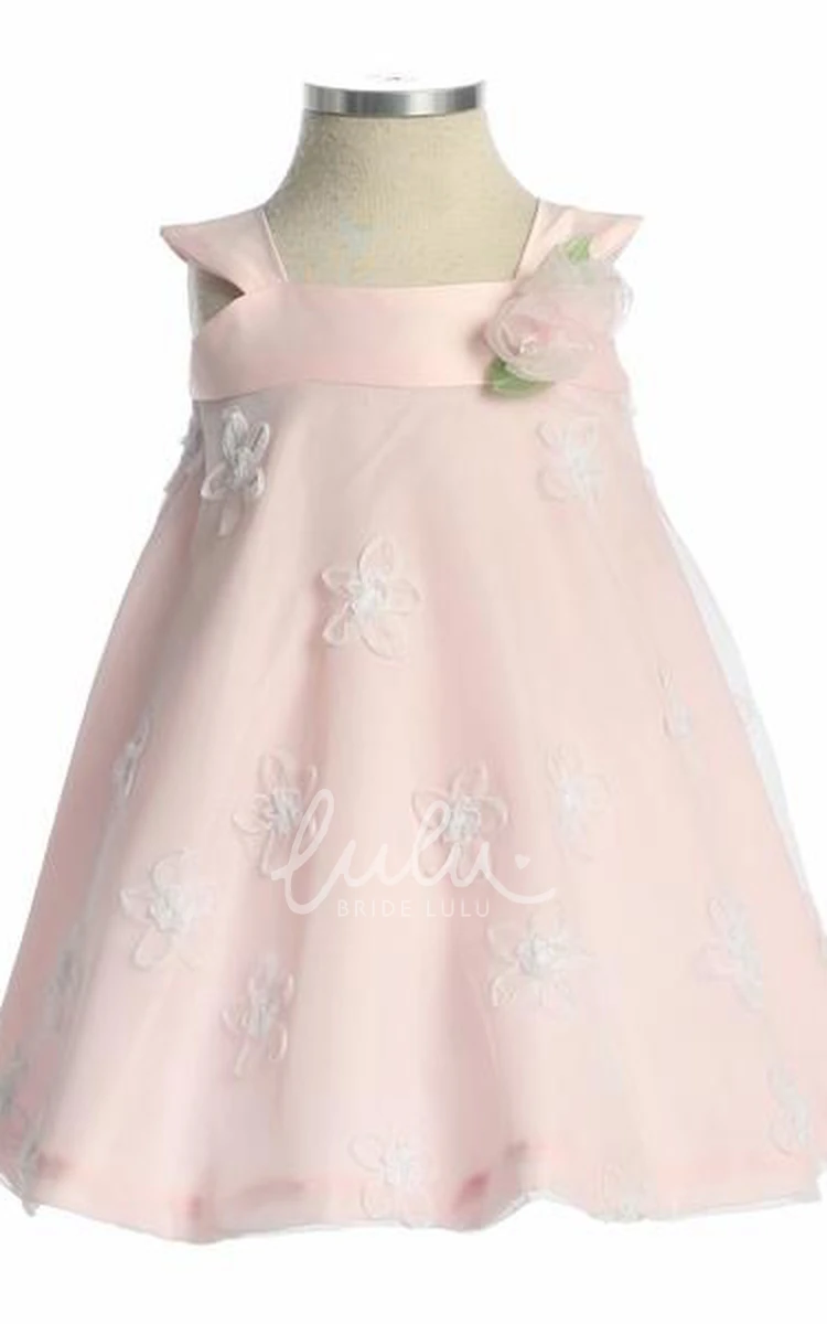 Embroidered Tiered Organza & Charmeuse Girl Dress Tea-Length Unique Elegant