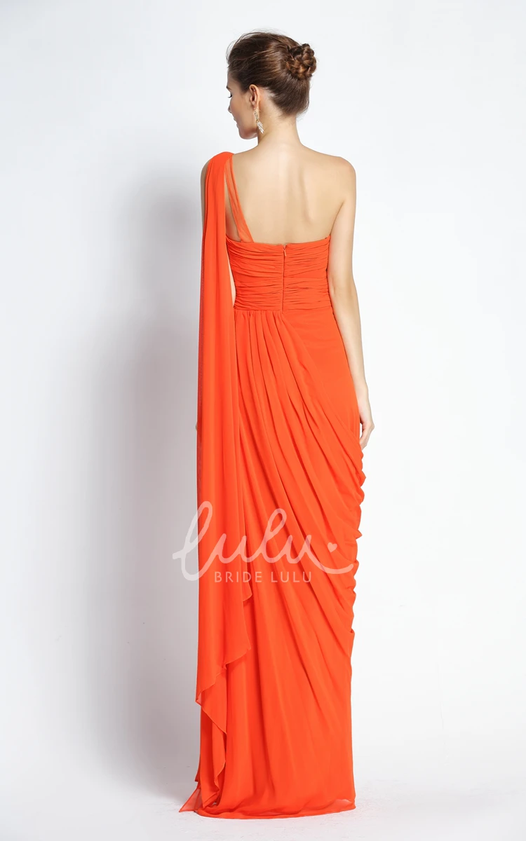 A-Line Chiffon Prom Dress Floor-length One-shoulder + Draping + Unique