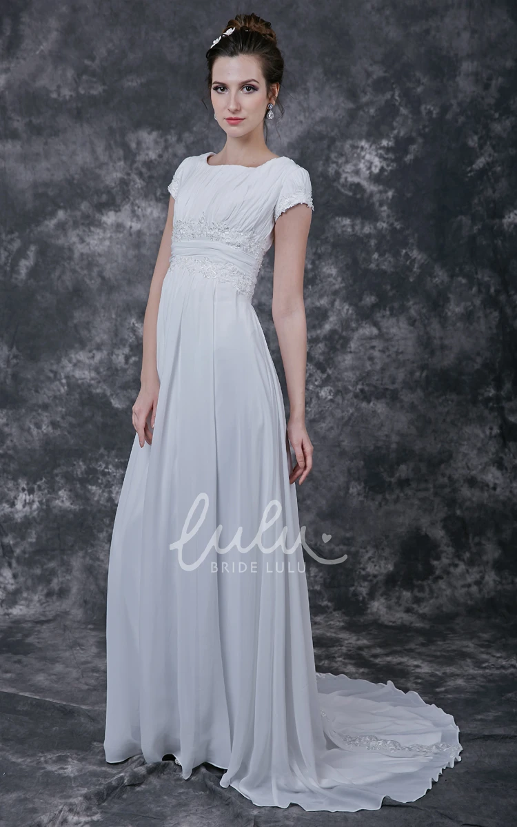 Lightweight Chiffon Ruched Wedding Dress with Simple Top