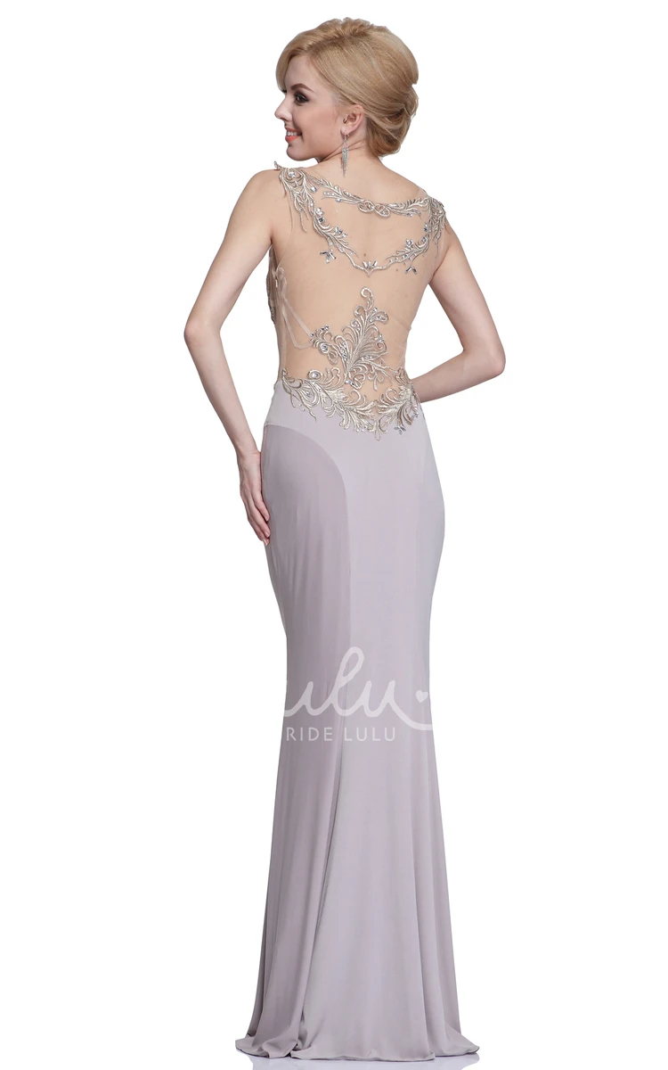 Sleeveless Sheath Jersey Formal Dress with Beading and Embroidery