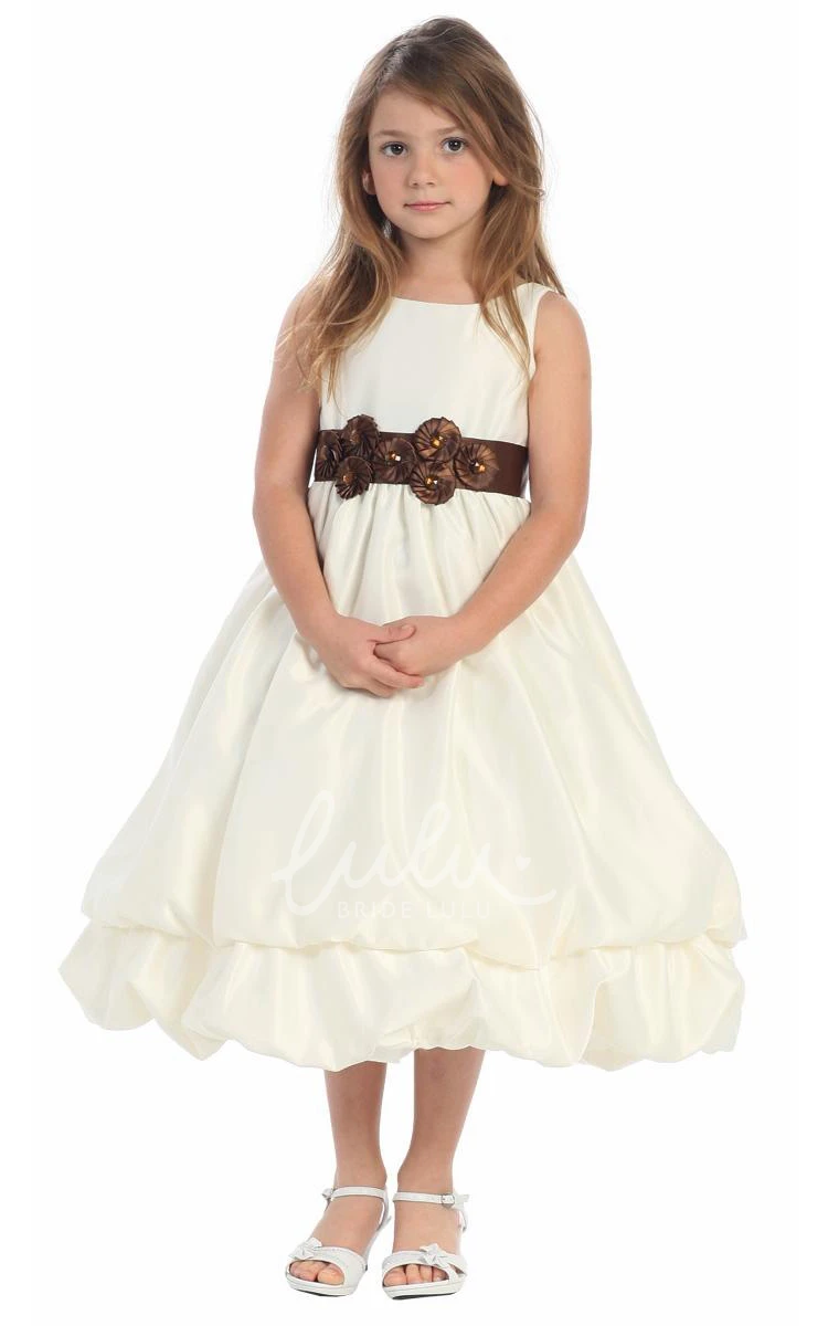 Sleeveless Tea-Length Flower Girl Dress with Bow Elegant and Unique