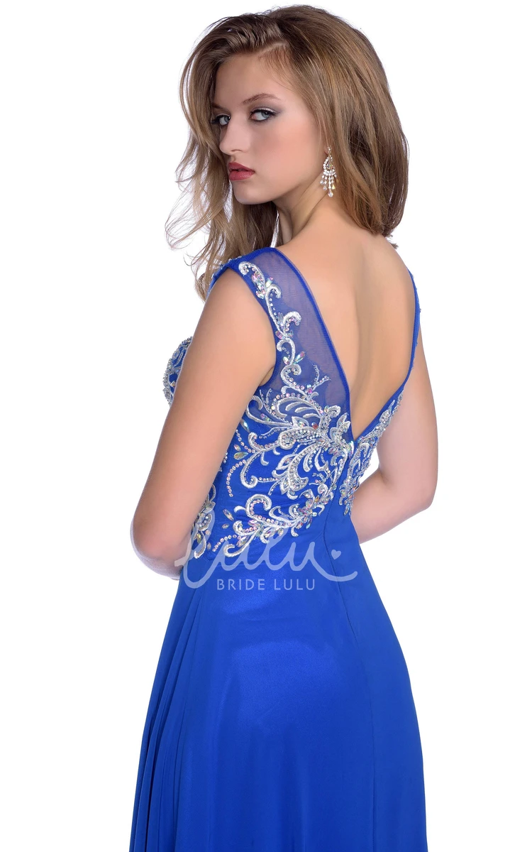 Chiffon A-Line Prom Dress with Low-V Back and Bateau Neckline Modern Prom Dress 2025