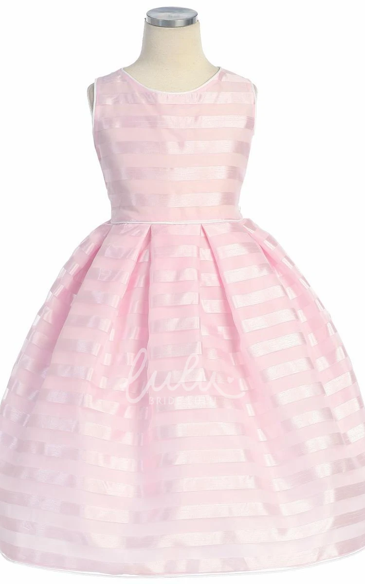 Pleated Organza Flower Girl Dress Tea-Length