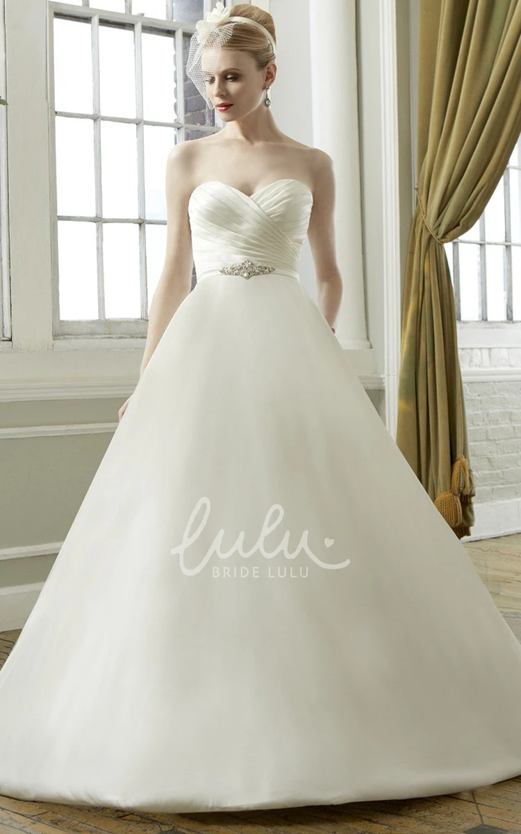 Satin&Tulle Scoop-Neck Ball Gown Wedding Dress With Beading Classy Bridal Gown