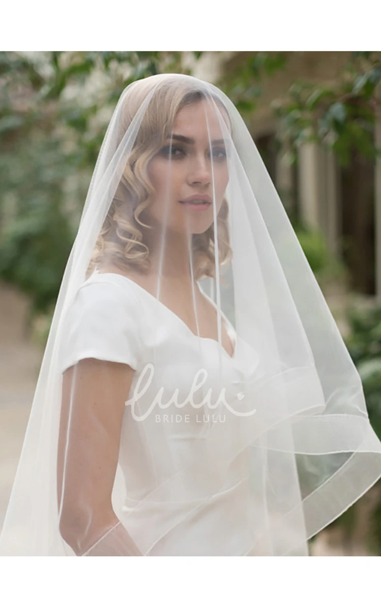 Soft Tulle Long Wedding Veil with Trailing