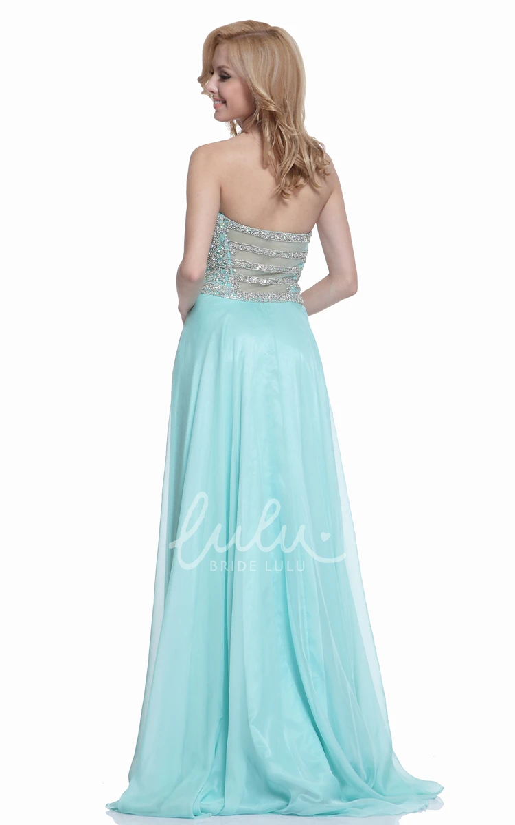 Maxi Chiffon Bridesmaid Dress with Illusion Neckline and Ruching