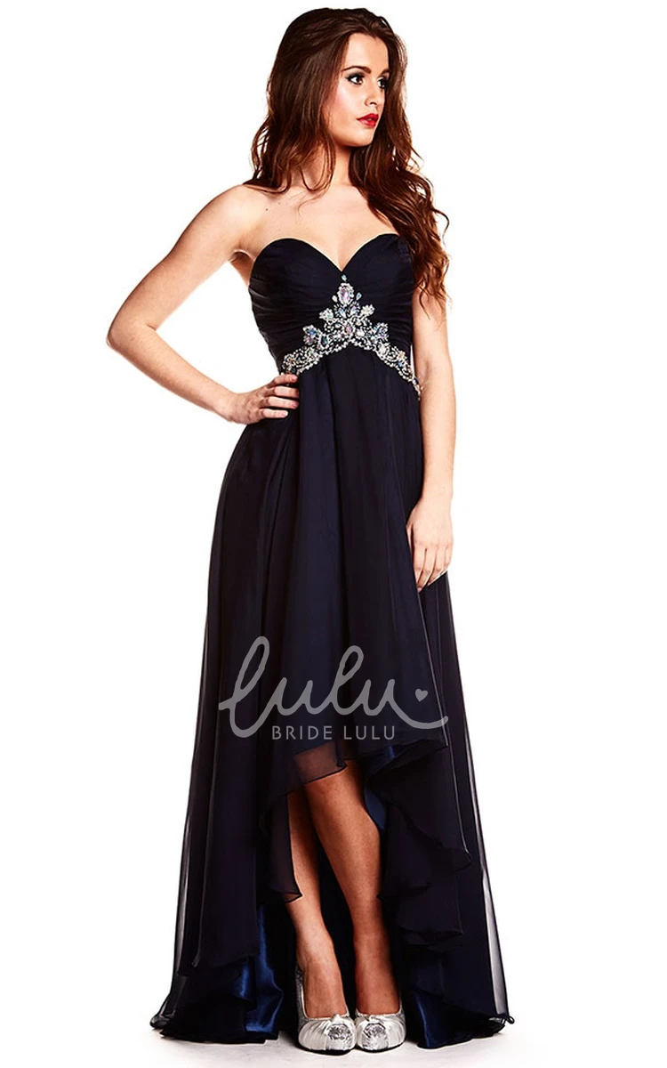 Sweetheart Sequined High-Low Prom Dress with Sleeveless Charm