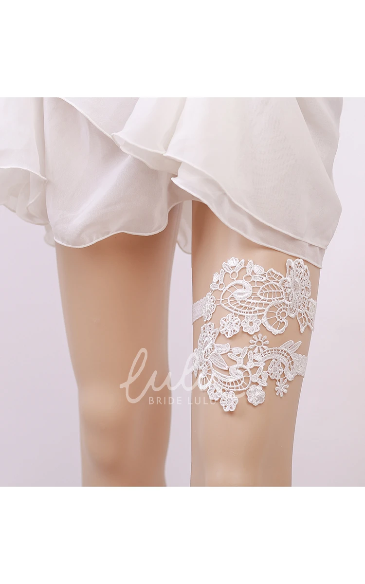 White Lace Princess Style Two-Piece Garter Set for Weddings