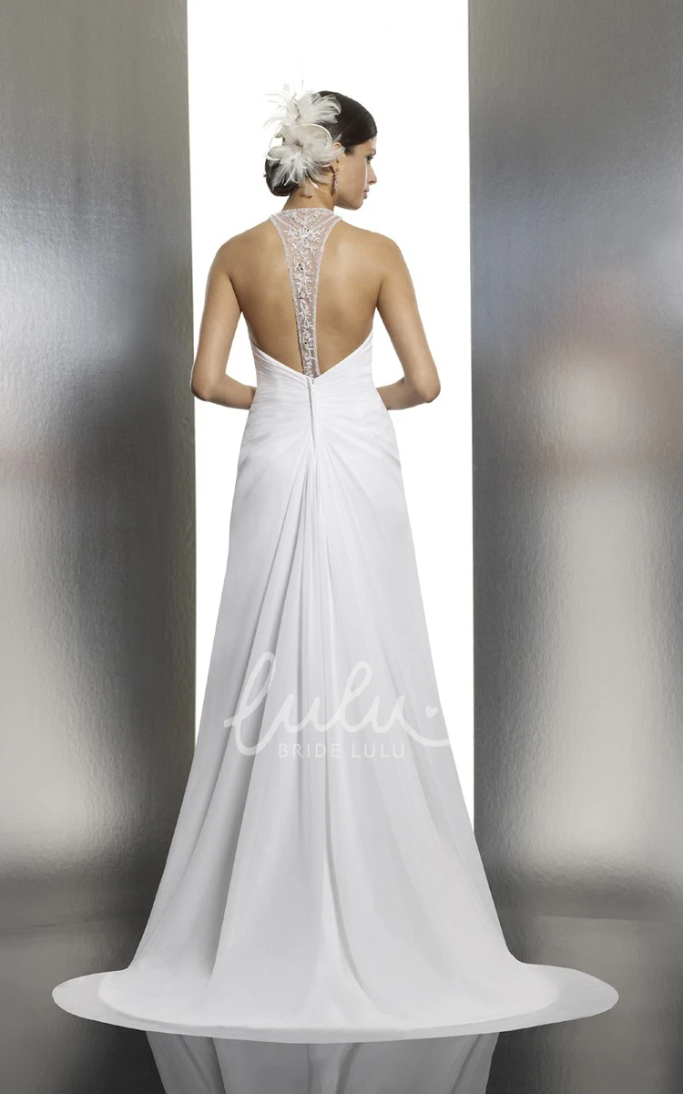 A-Line Strapless Chiffon Wedding Dress with Ruched and Sweep Train