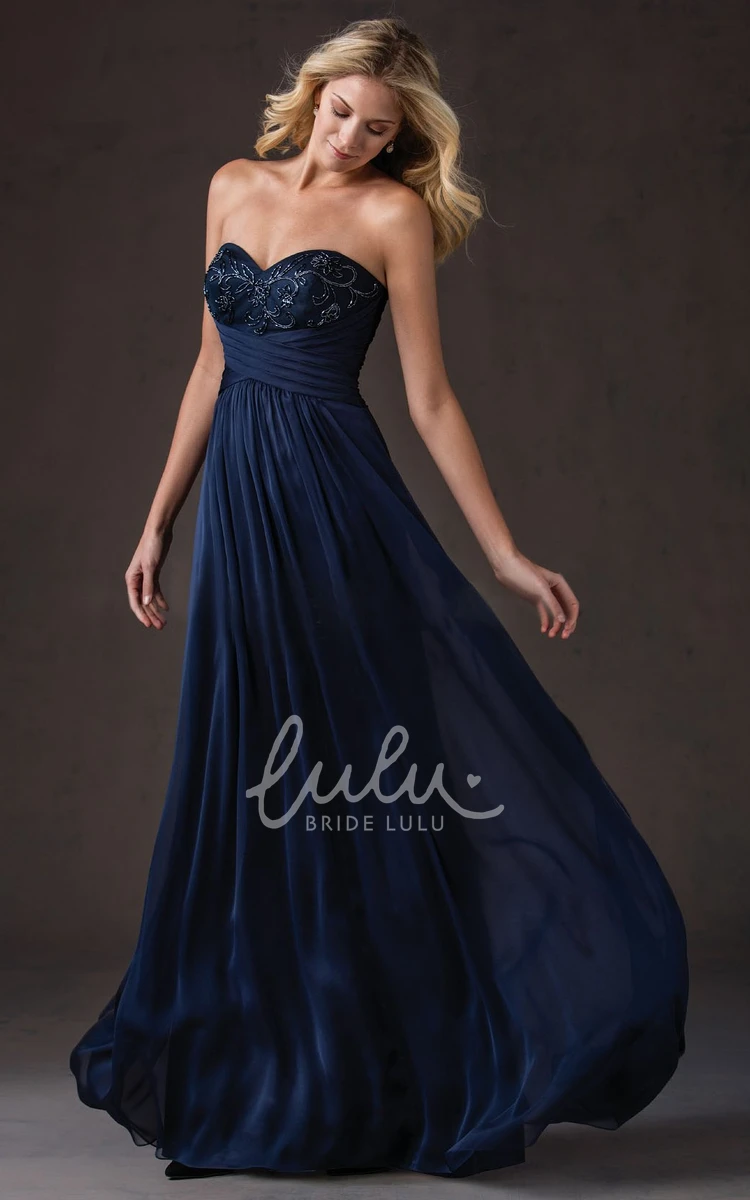 Sweetheart Empire Long Gown with Beadings and Appliques Modern Bridesmaid Dress 2024