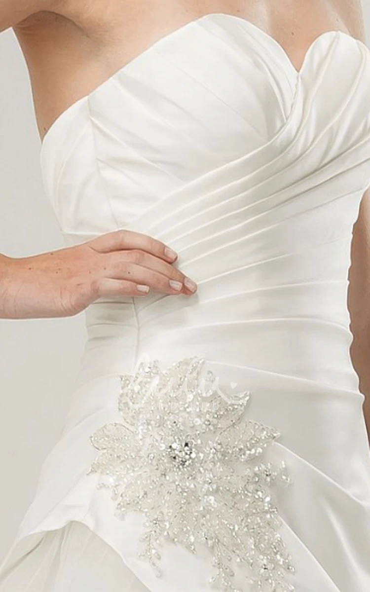 Sweetheart Satin Wedding Dress with Beading and Corset Back Floor-Length