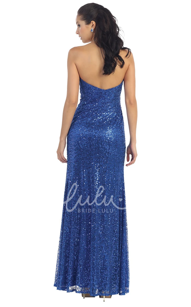 Sequin Sweetheart Backless Formal Dress with Split Front