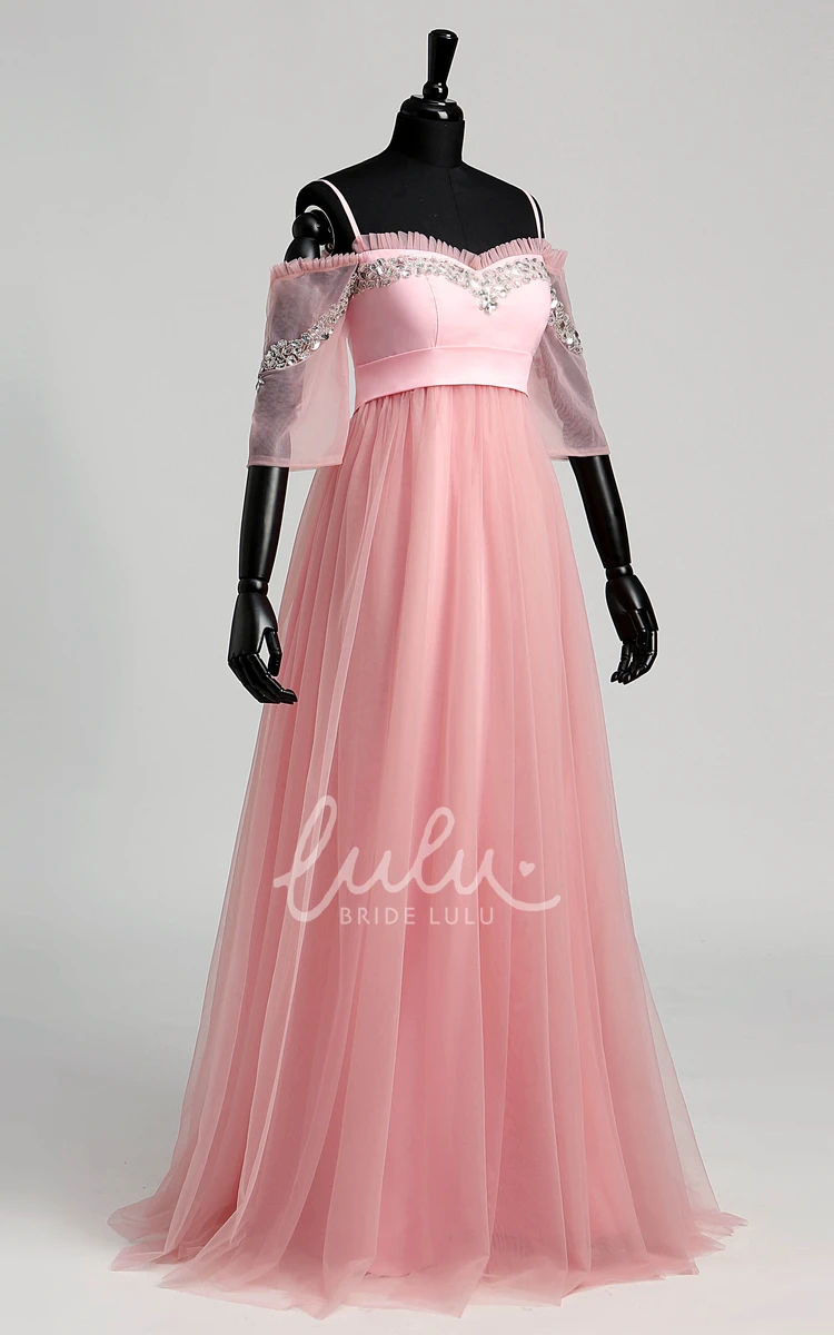 Beaded A-line Tulle Dress with High-Low Hem Bridesmaid Dress