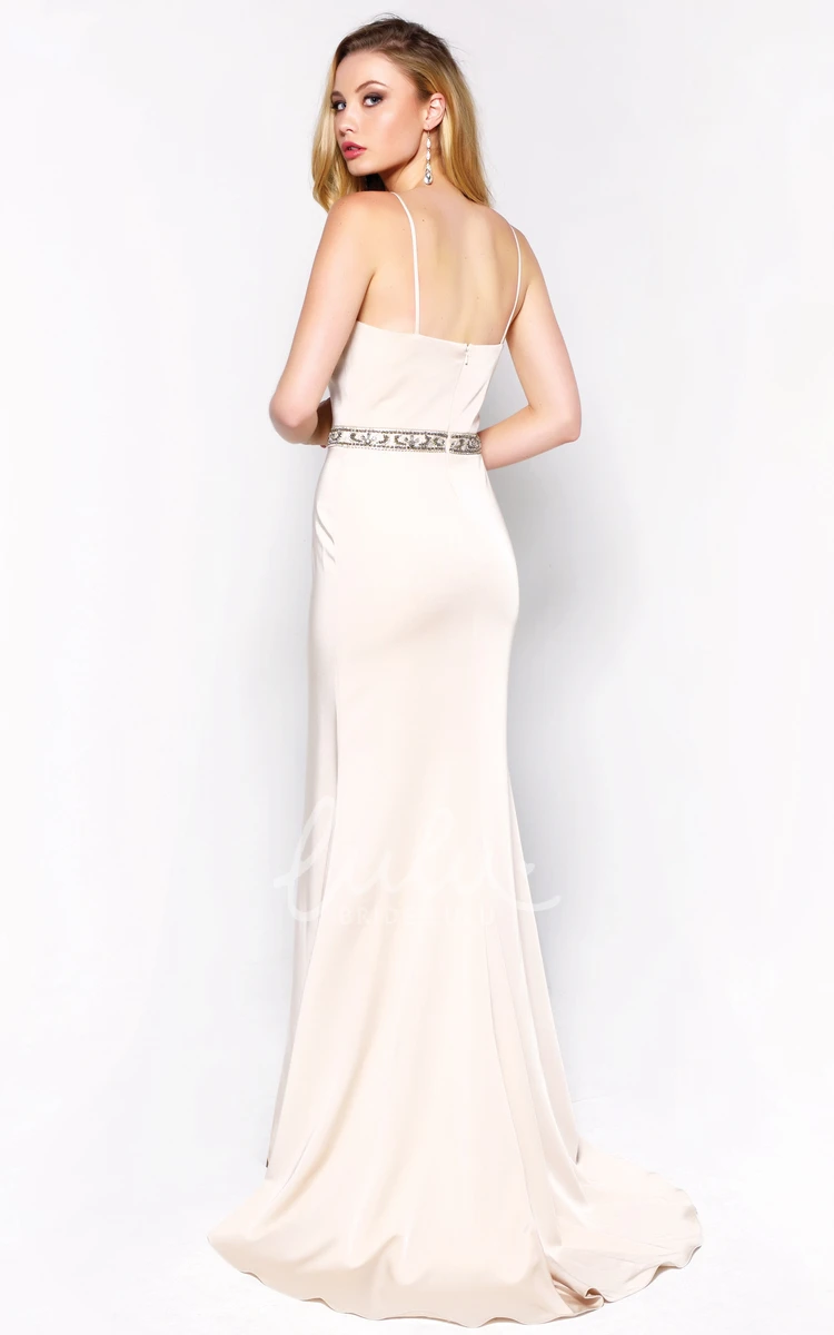 Jersey Cape Sheath Bridesmaid Dress with Beading Modern and Classy