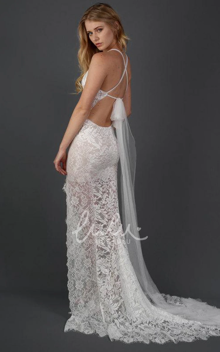 Illusion Halter Lace Wedding Dress with Scalloped Details