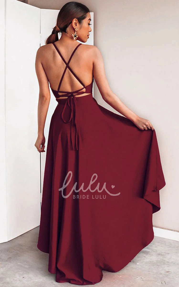 High-Low Chiffon Evening Dress with Ruching Ethereal & Unique