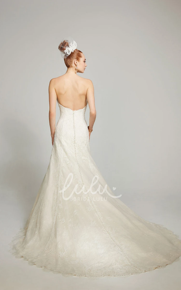 Lace Sweetheart Wedding Dress with A-Line Silhouette & Deep-V Back