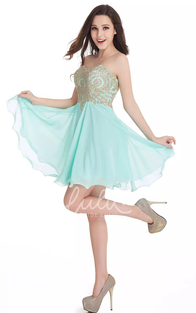 Sweetheart A-line Mini Dress with Beading and Lace Homecoming Dress