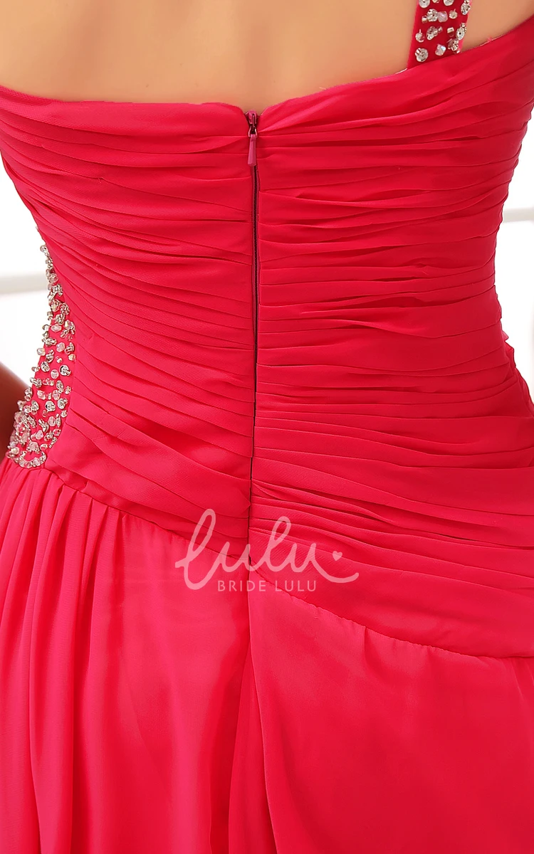 One-Shoulder Ruched High-Low Prom Dress with Keyhole Prom Dress Unique Elegant