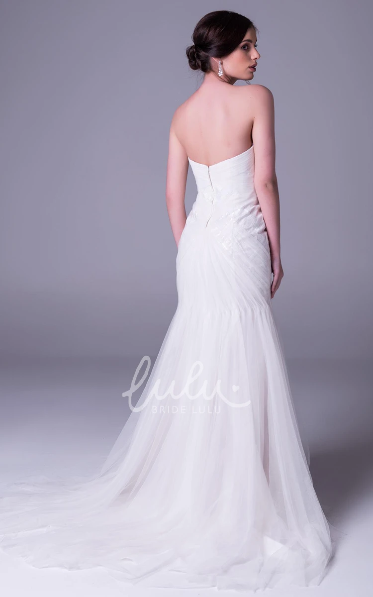 Strapless Tulle Wedding Dress with Ruching Mermaid Strapless Ruched Wedding Dress