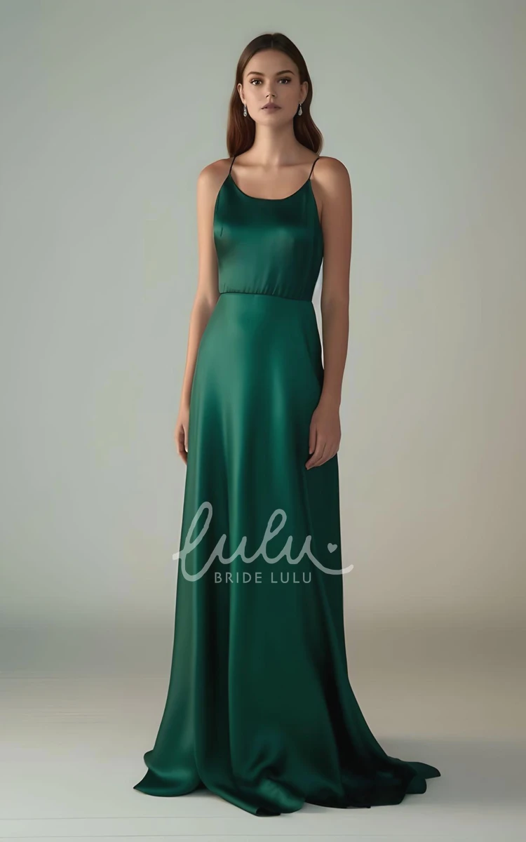 Modern Sheath Satin Bridesmaid Dress with Sleeveless and Sweep Train in 2024