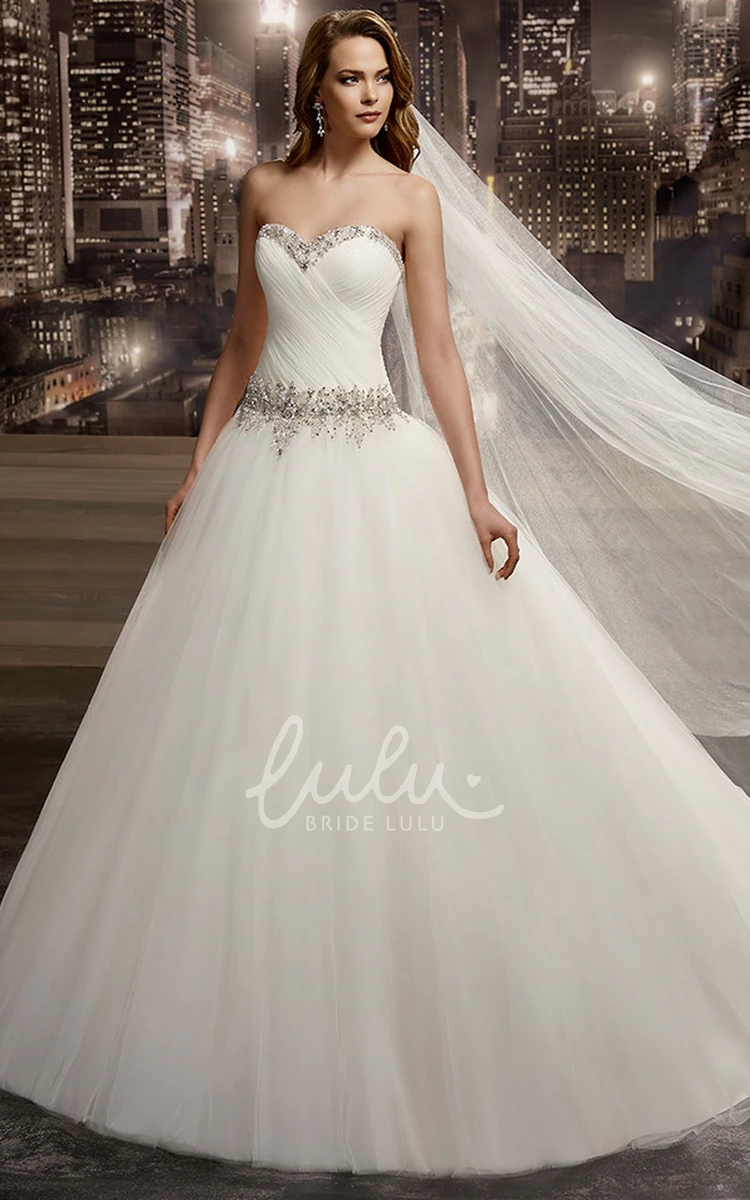 A-line Wedding Dress with Beaded Details and Pleated Bodice Classy Bridal Gown