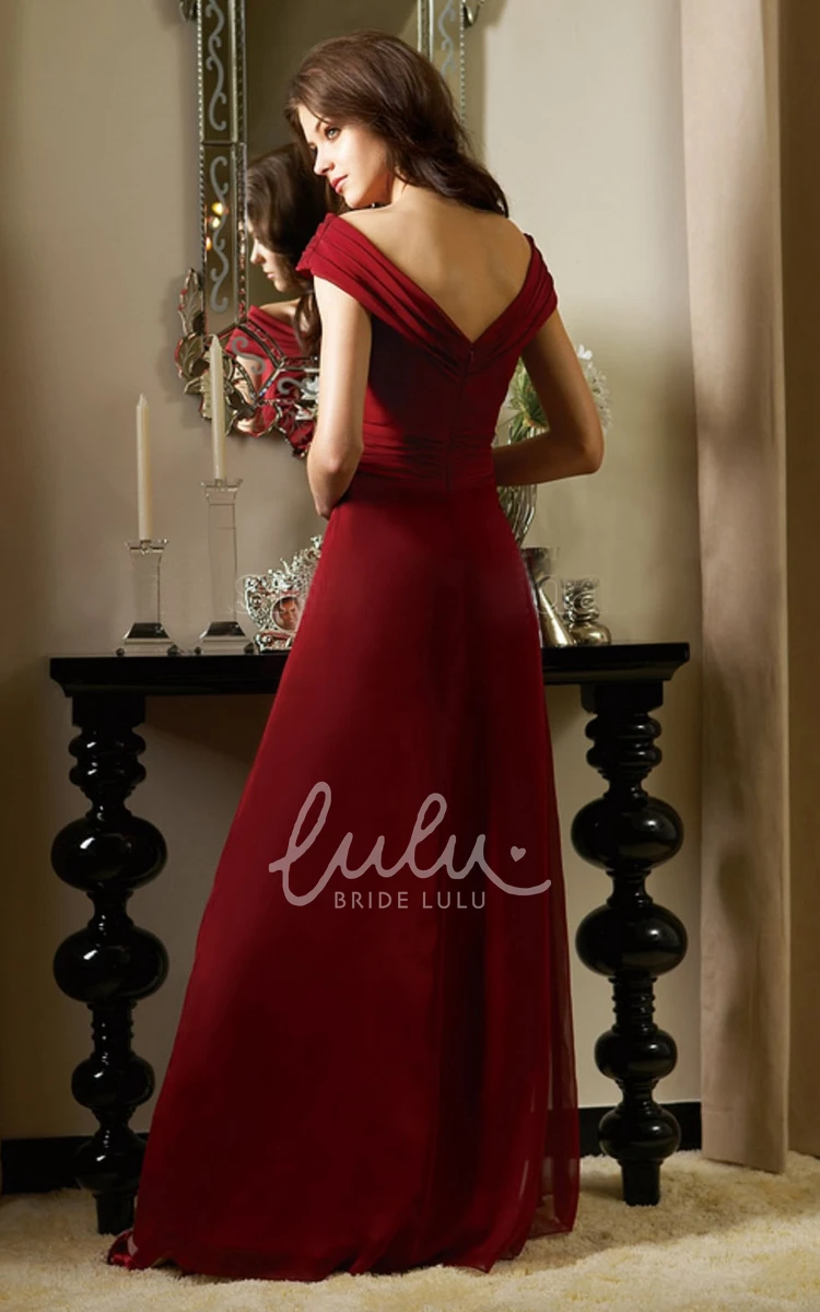 Off-The-Shoulder Ruched Bridesmaid Dress with Low V-Back Unique Bridesmaid Dress