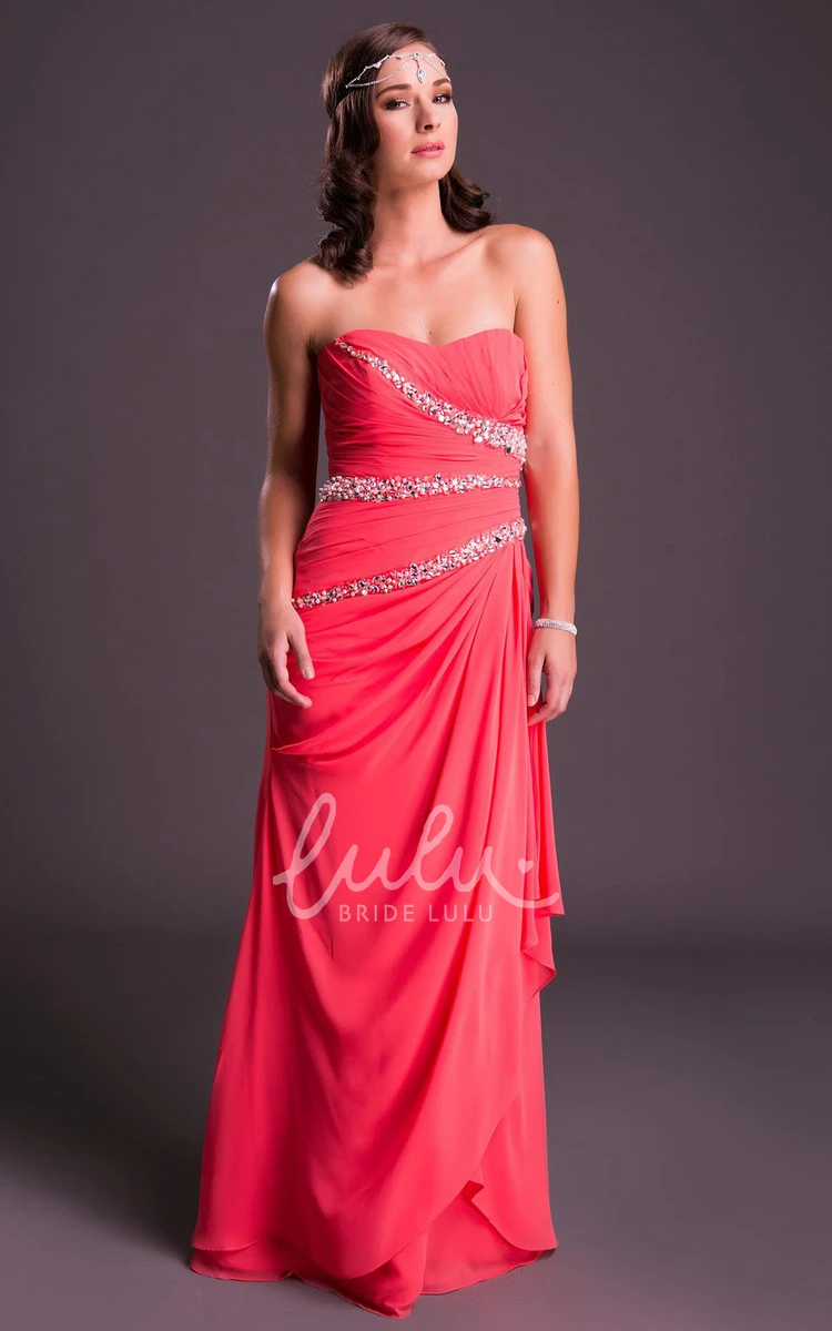 Beaded Sweetheart Sheath Chiffon Prom Dress with Floor-Length and Sleeveless Design Modern Prom Dress