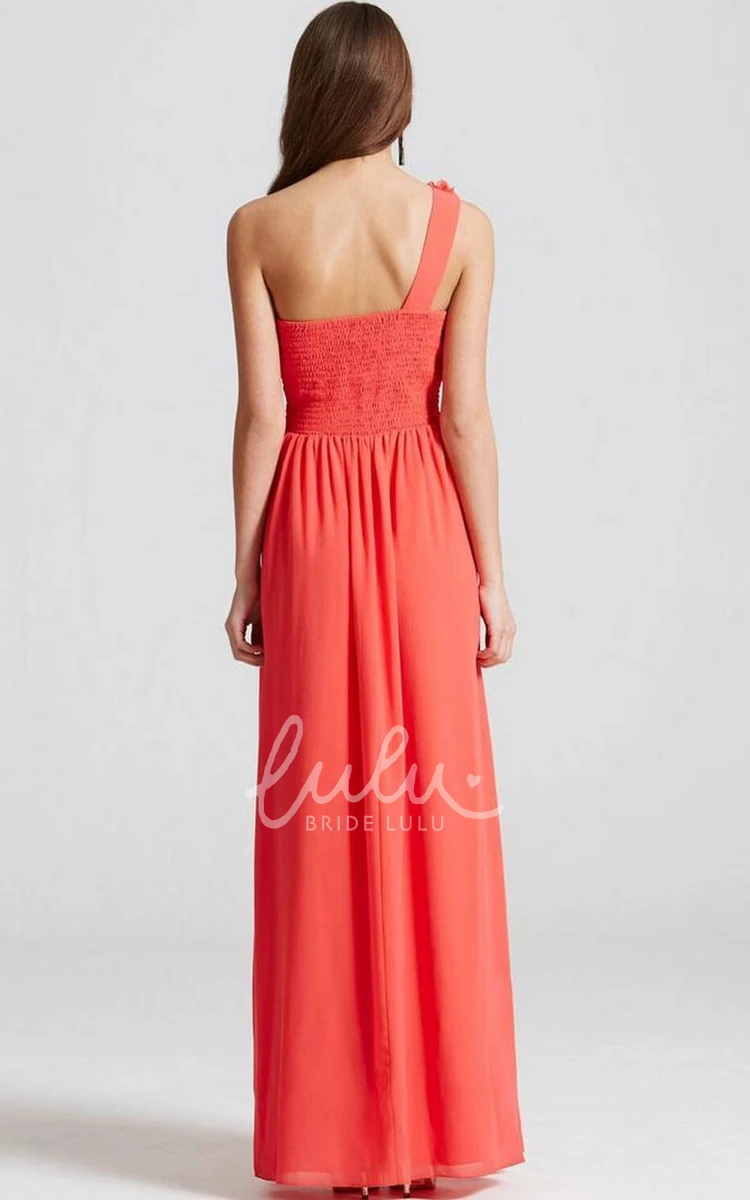 Ruched One-Shoulder Chiffon Bridesmaid Maxi Dress