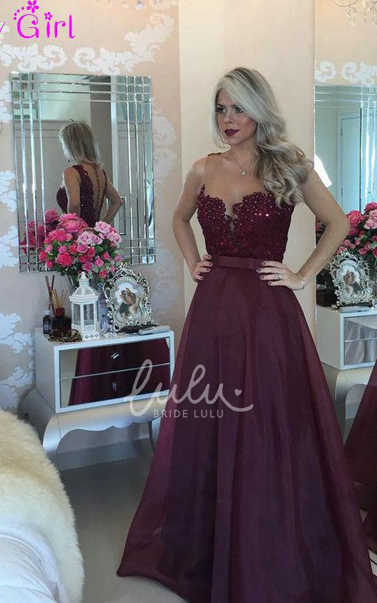 Burgundy Beaded A-line Prom Dress with Modern Style