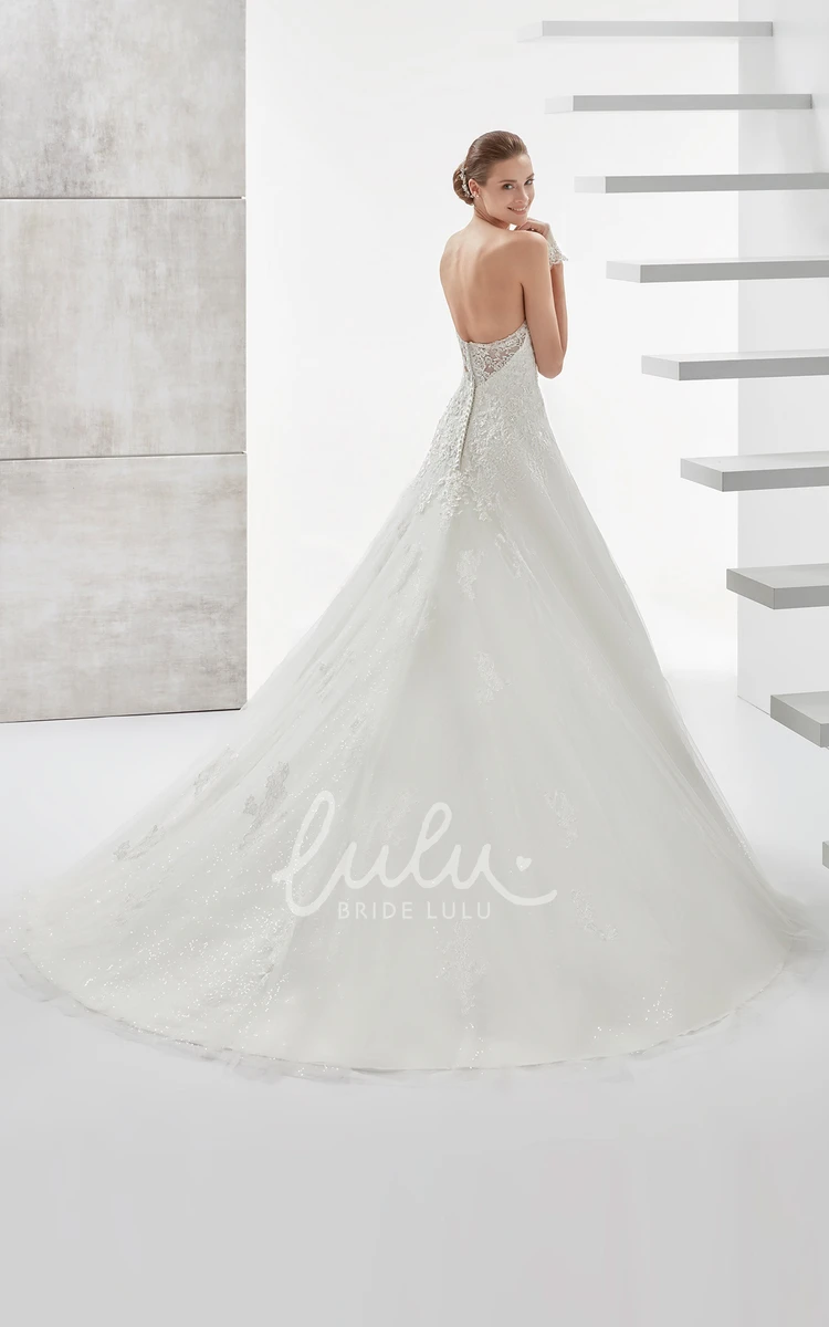 Illusive Panel A-line Wedding Dress with Appliques Elegant & Classy