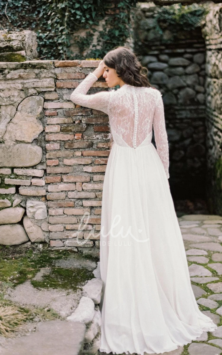 Corset Back Long Sleeve Lace Wedding Dress