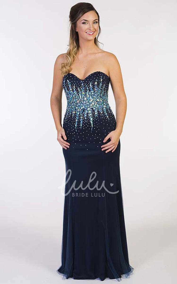 Sweetheart Sheath Sleeveless Floor-Length Prom Dress with Crystal and Lace-Up Back Classy Jersey Dress