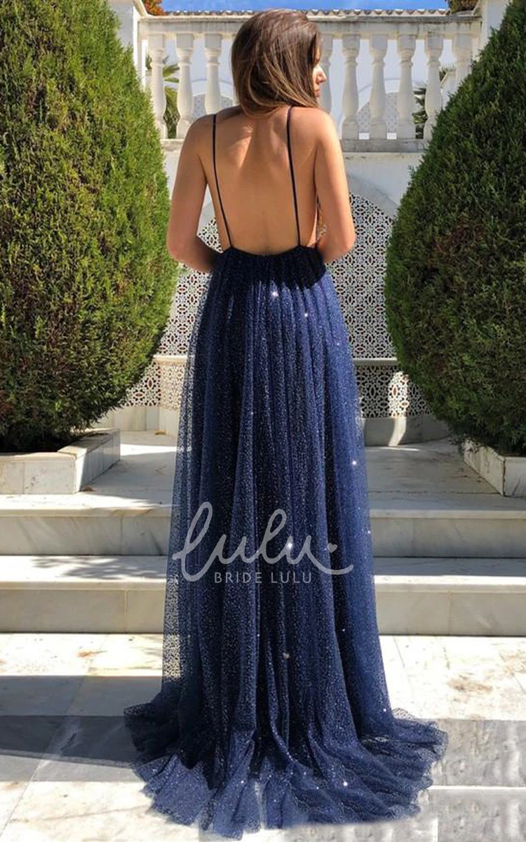 Sleeveless Sequins A-Line Evening Dress with Modern Backless and Pleats Elegant Dress