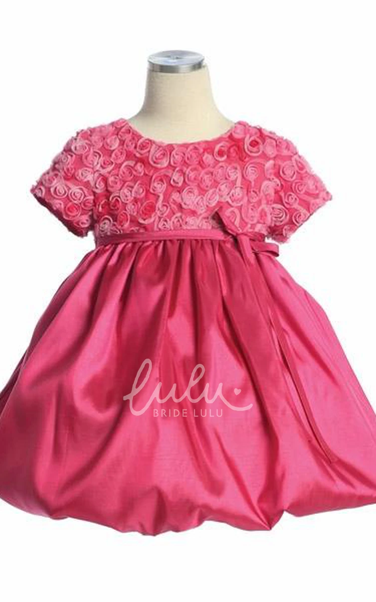 Cap-Sleeve Embroidered Tulle&Lace Flower Girl Dress Tiered 2024