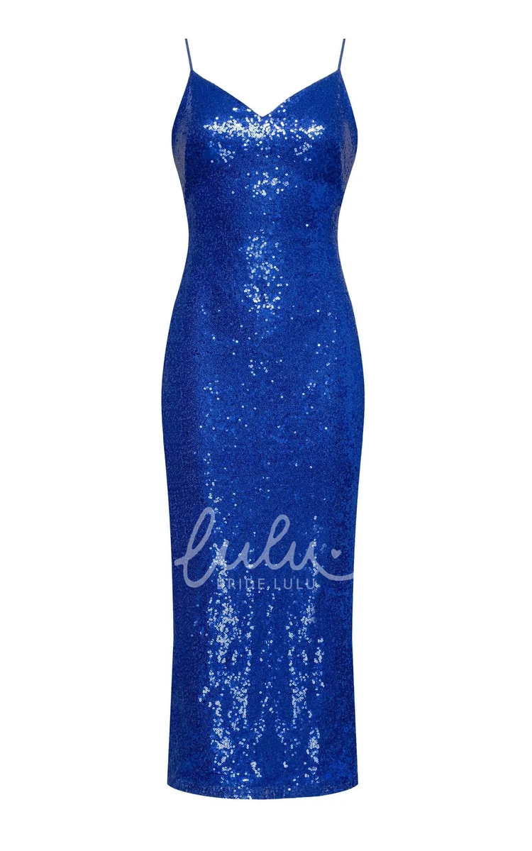 Royal Blue Sequin Sweetheart Sleeveless Evening Dress Women's Formal Dress