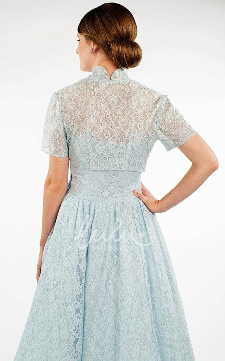 Lace Strapped Bridesmaid Dress with Jacket and Bolero Elegant Bridal Gown