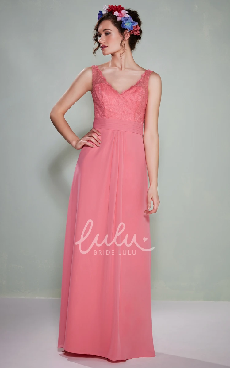 Lace Sheath V-Neck Sleeveless Bridesmaid Dress Modern Bridesmaid Dress