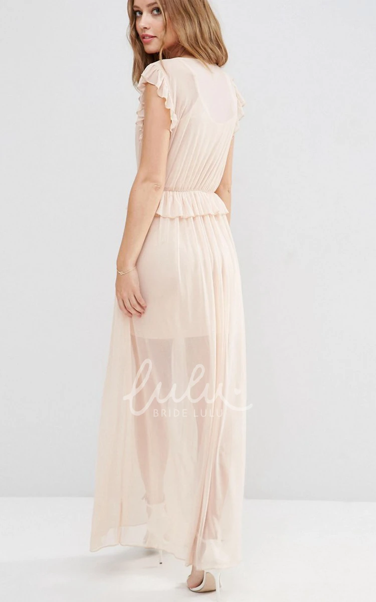 Sleeveless Sheath Chiffon Bridesmaid Dress with Ruching Modern Bridesmaid Dress