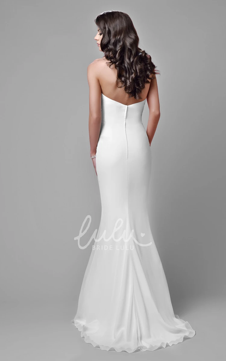 Ruched Sweetheart Chiffon Wedding Dress Column Style Bridal Gown