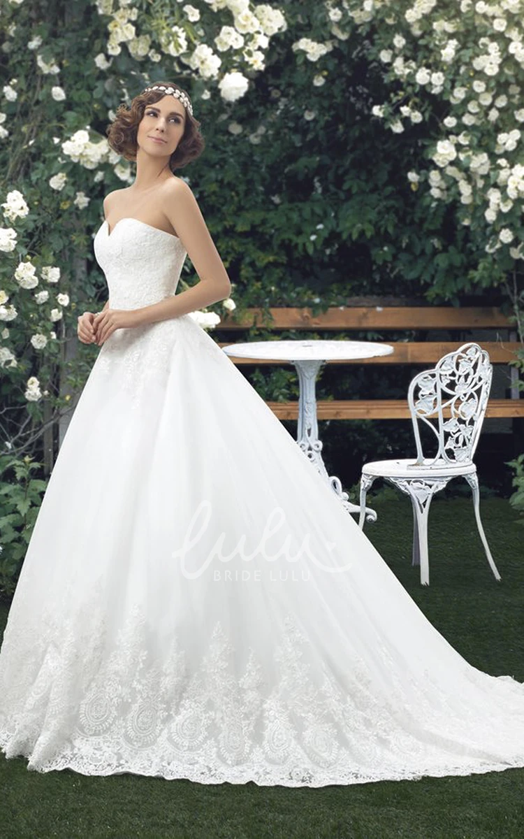 Ball Gown Wedding Dress with Lace Applique Sleeveless Sweetheart Lace Appliqued Ball Gown Wedding Dress