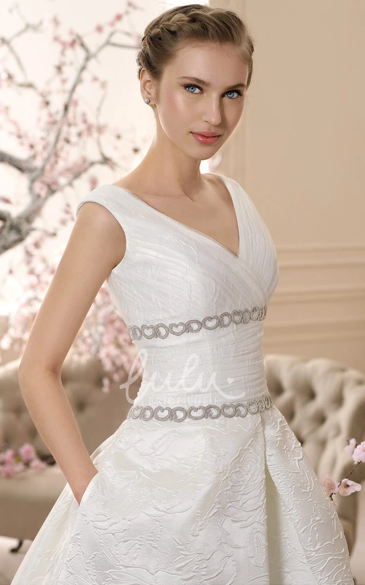 Beaded A-Line V-Neck Sleeveless Wedding Dress Modern Bridal Gown