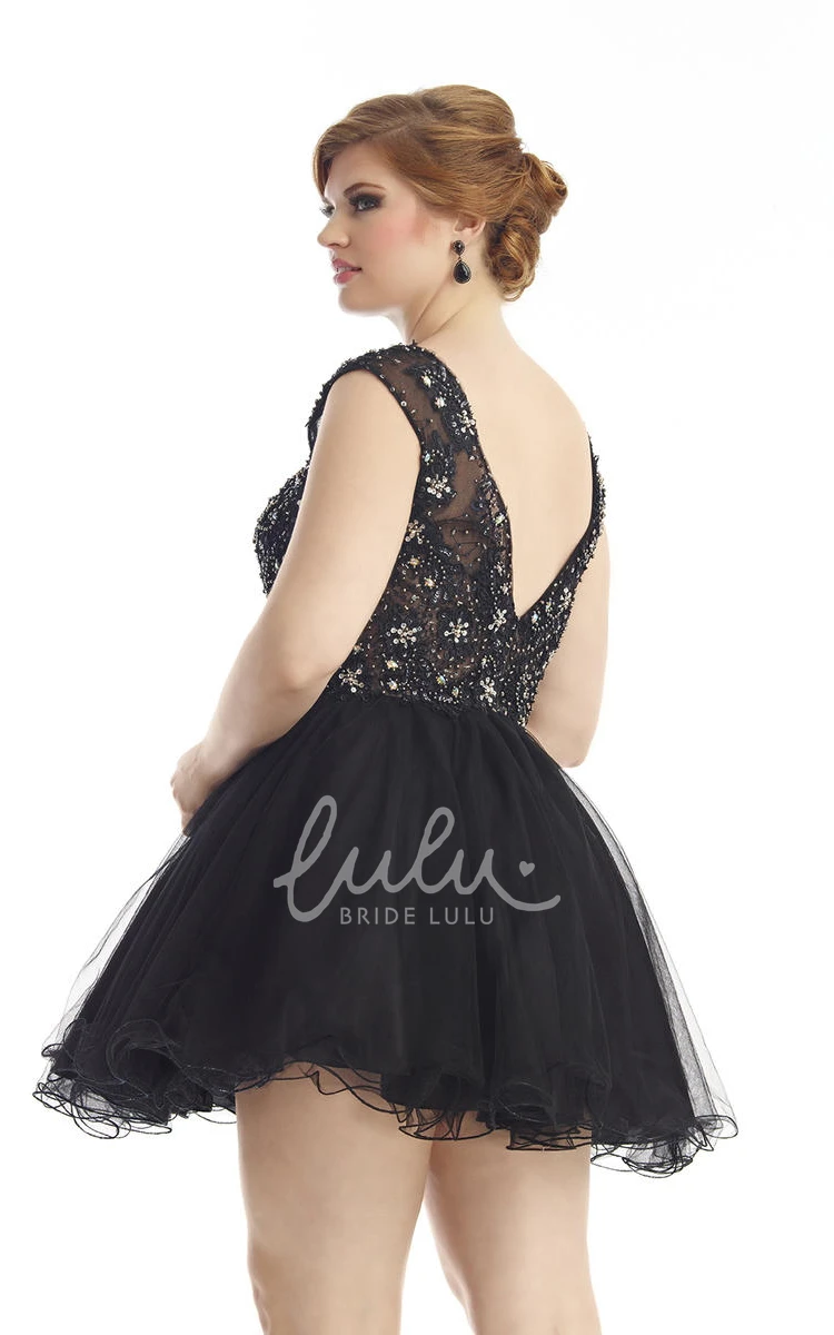 Lace Appliques Ruffles A-line Formal Dress with Bateau Neckline