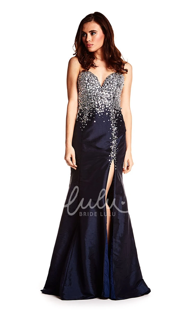 Sweetheart Crystal Sleeveless Satin Prom Dress Classy Prom Dress 2024