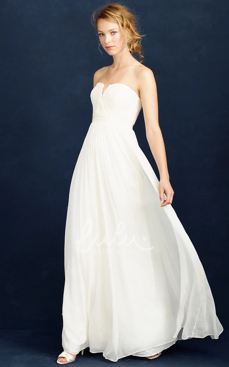 A-Line Empire Ruched Notched Long Wedding Dress Timeless Bridal Gown